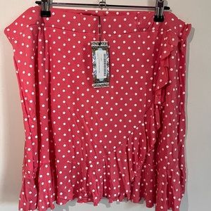 Polka dot ruffle wrap skirt